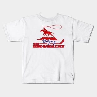 Defunct Calgary Wranglers Hockey Team Kids T-Shirt